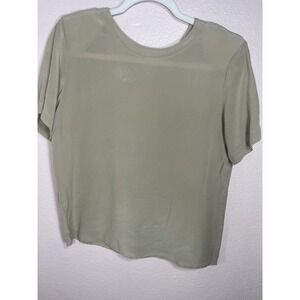 Westbound Silk Blouse Womens S Nude Tan Short Sleeve Lightweight Top